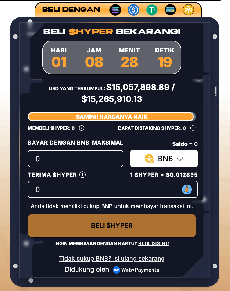 solana meme coin: konfirmasi pembelian dengan mengklik “BELI HYPER”.