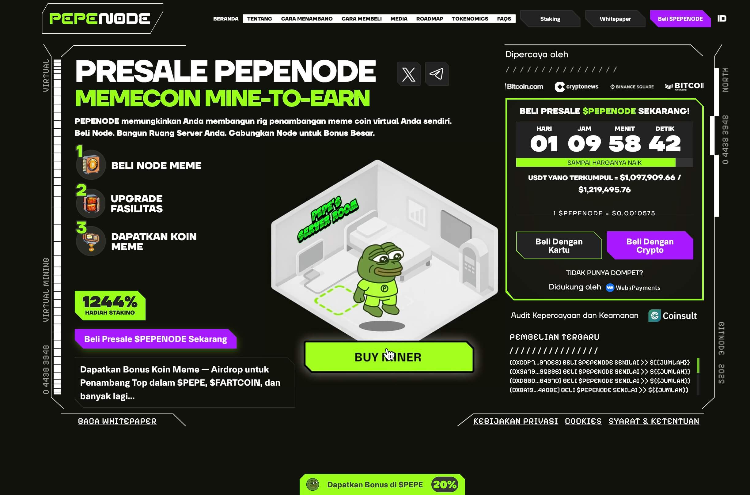 Coinbase listing: PEPENODE ($PEPENODE) – Kandidat Kuat untuk Coinbase Listing dengan Konsep Penambangan Virtual