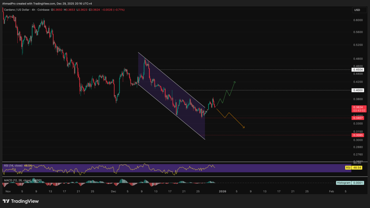 Grafik prediksi harga Cardano