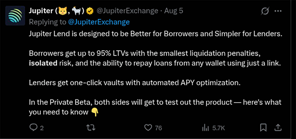 Jupiter Lend - Prediksi harga Solana