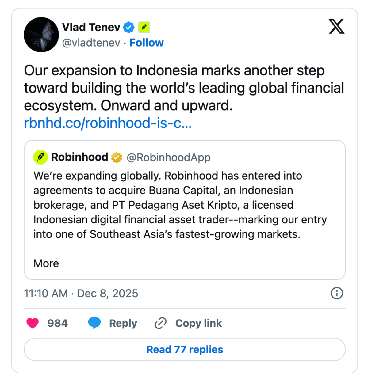 Vlad tenev - Robinhood