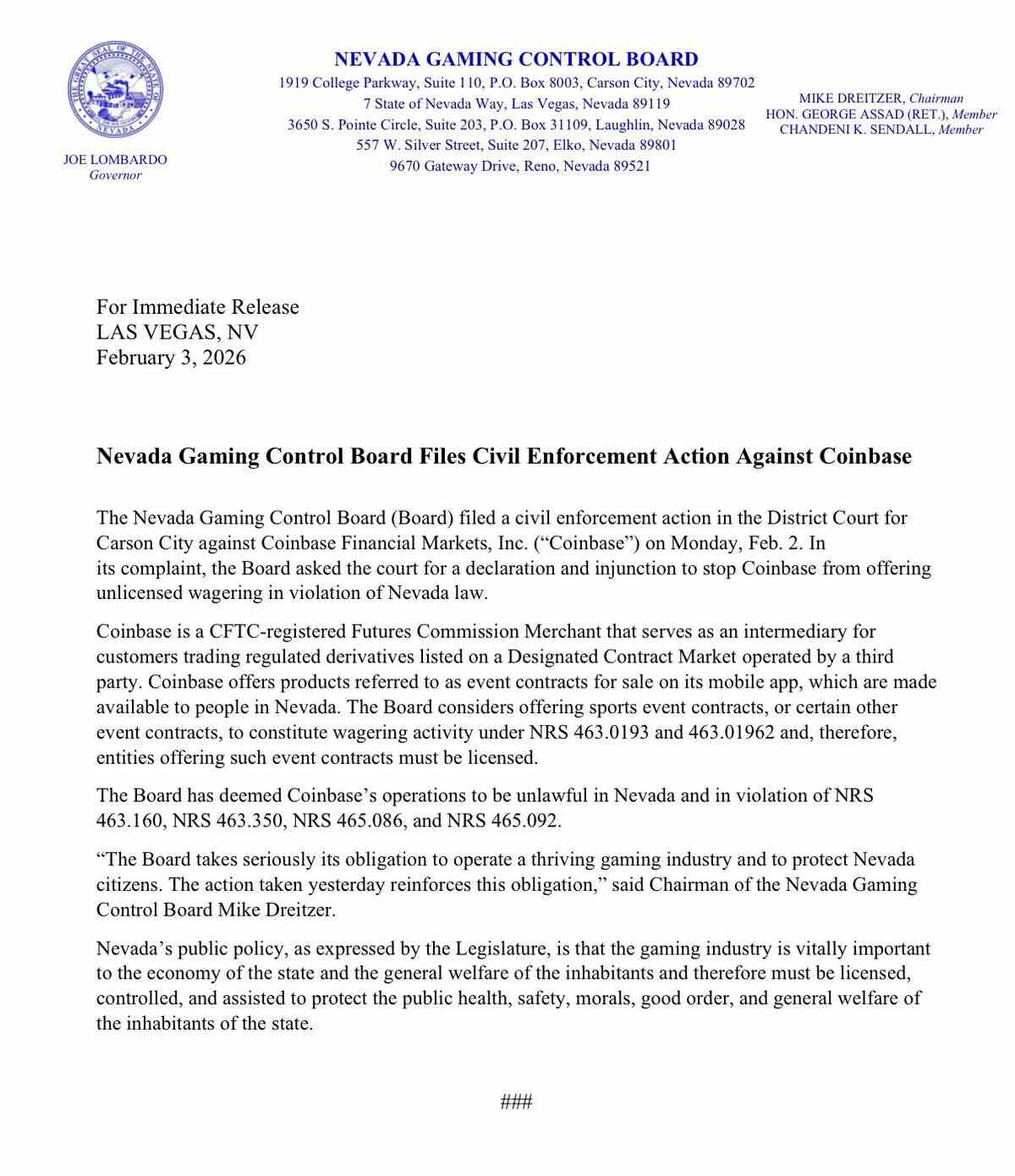 Gugatan Nevada Gaming Control