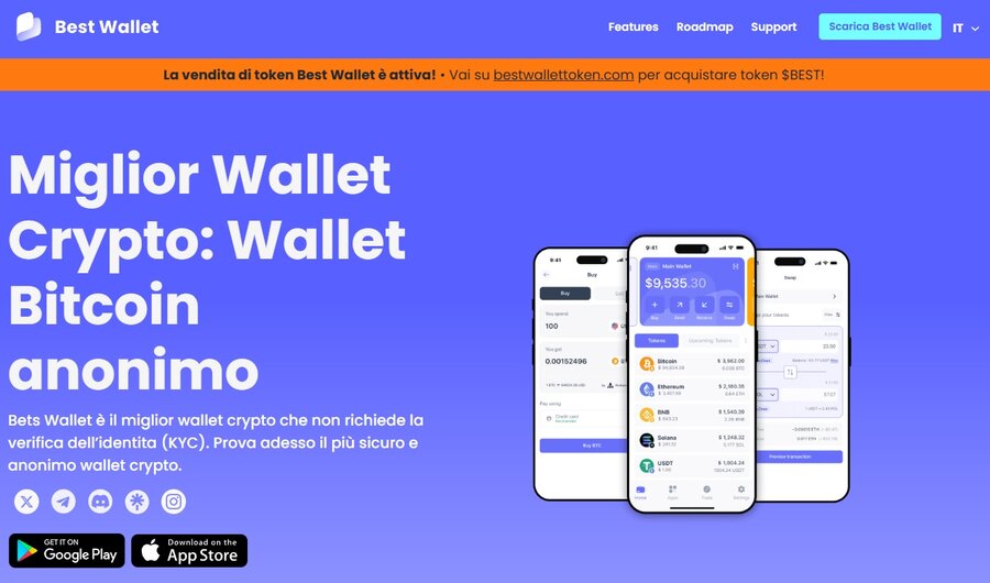 Best Wallet è considerato uno dei migliori crypto wallet 2025, anche per l'assoluta riservatezza che garantisce