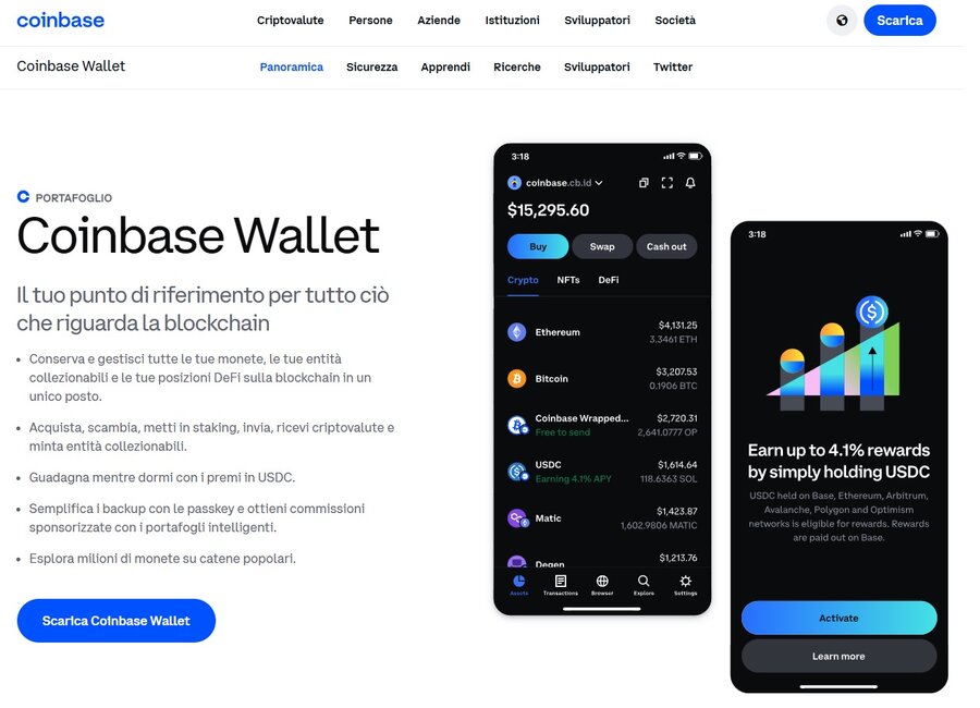 Coinbase Wallet è un ottimo portafoglio digitale, soprattutto per chi si avvicina per la prima volta alla custodia autonoma
