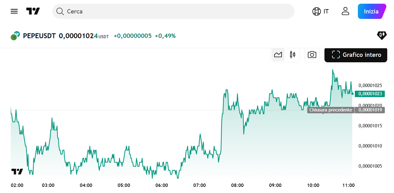 Pepe Chart su Trading View