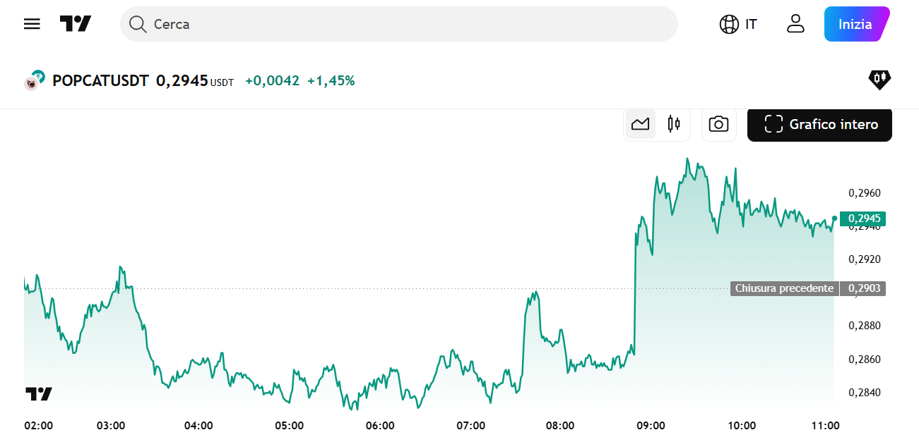 Popcat grafico su Trading View