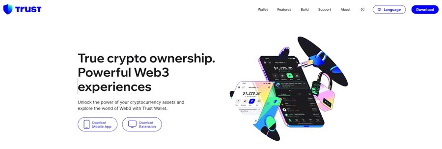 Trustwallet supporta oltre 100 blockchain, molti utenti lo considerano per questo uno dei migliori crypto wallet 2025
