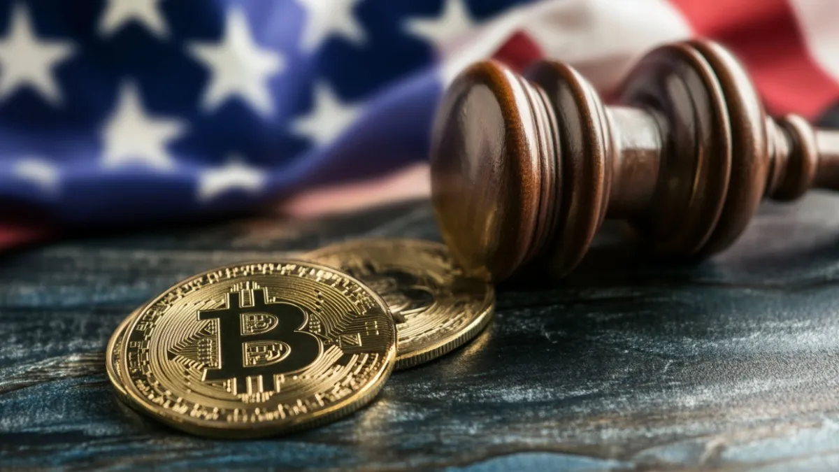 アメリカ国旗とビットコイン