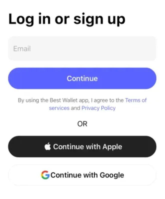 best walletのサインアップ画面
