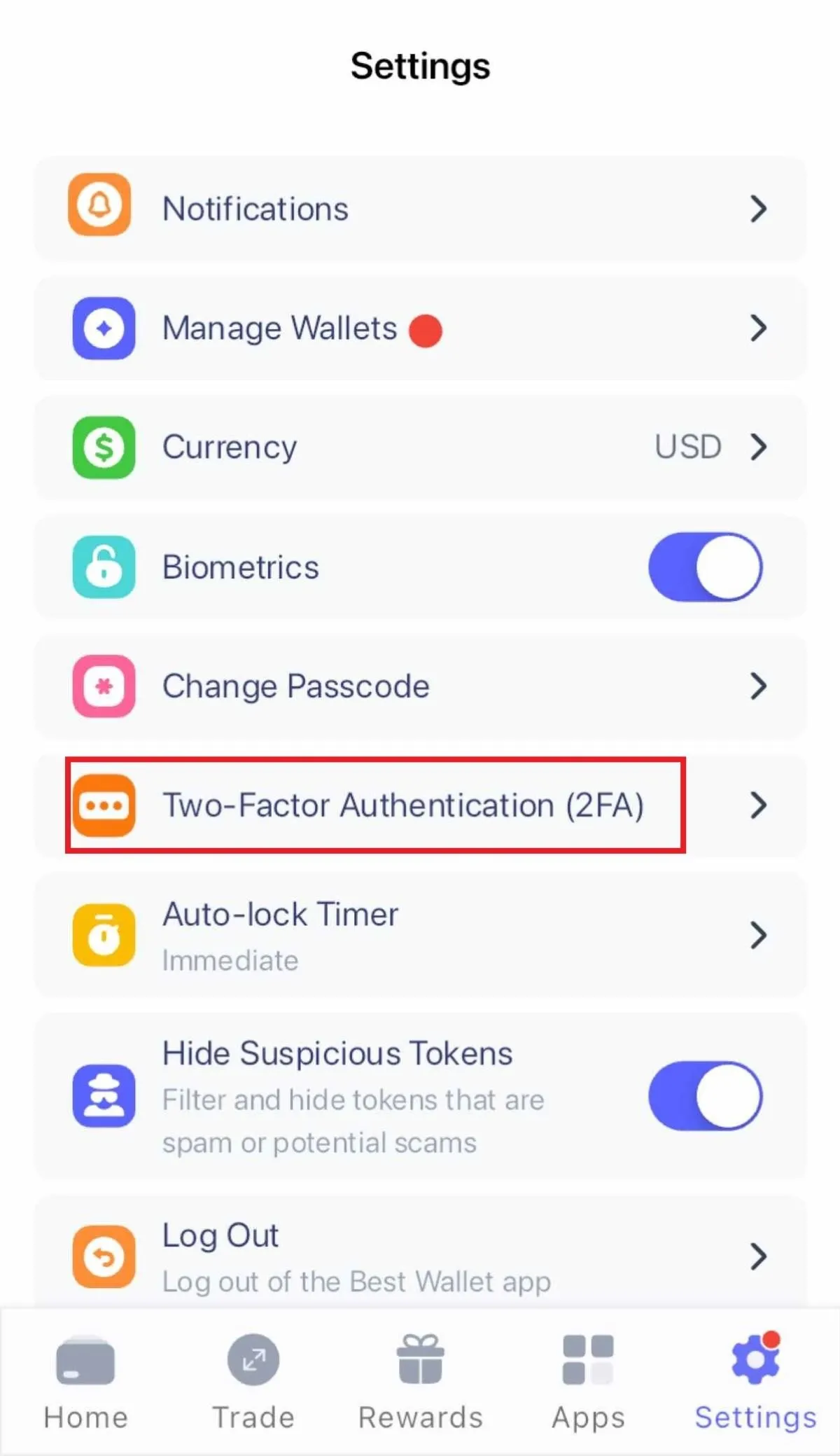 Best Wallet2段階認証②