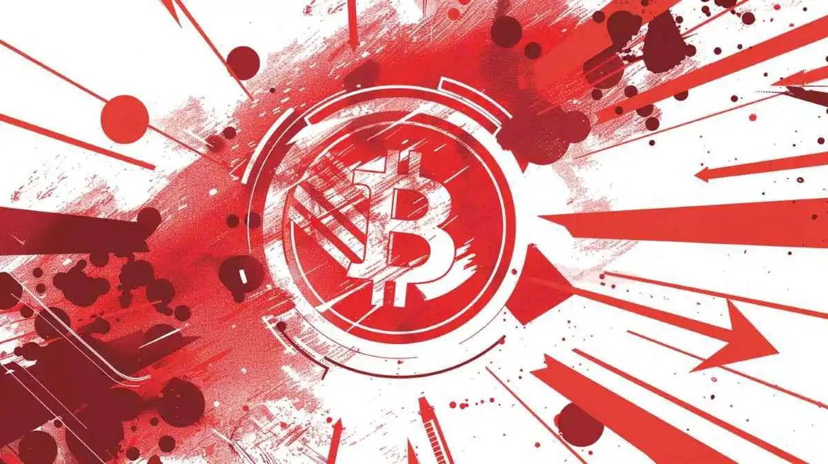 白地にビットコインロゴと矢印マーク