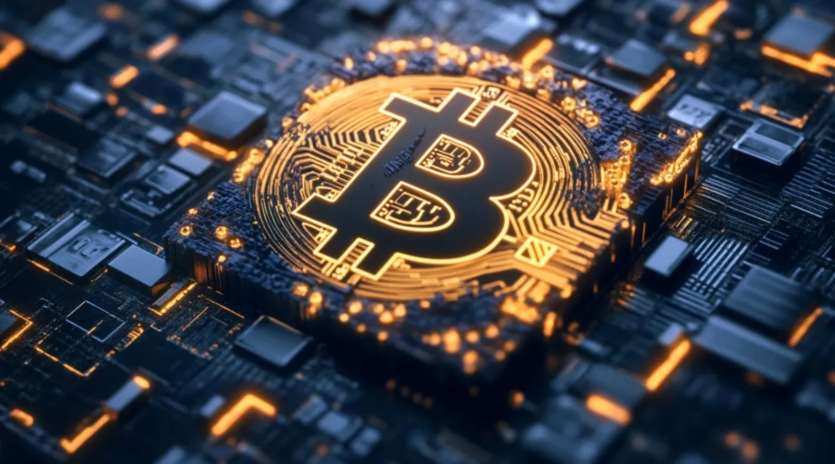 電子基盤上に形成されたビットコイン