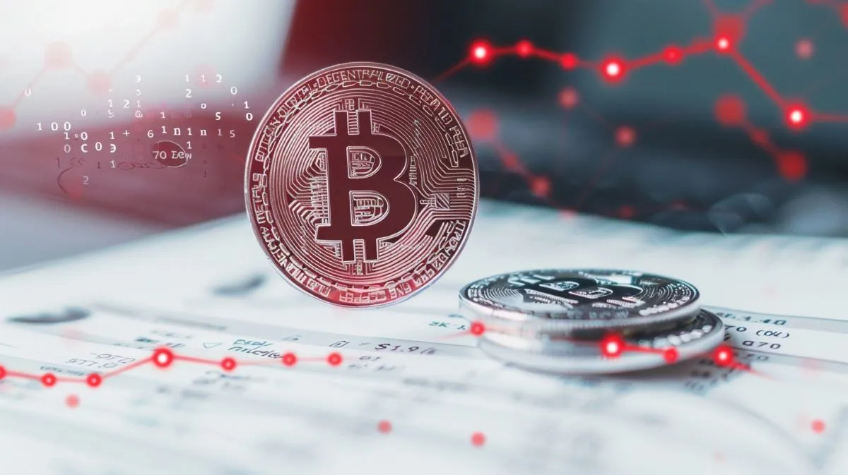 取引履歴レポートの上に浮かぶビットコイン