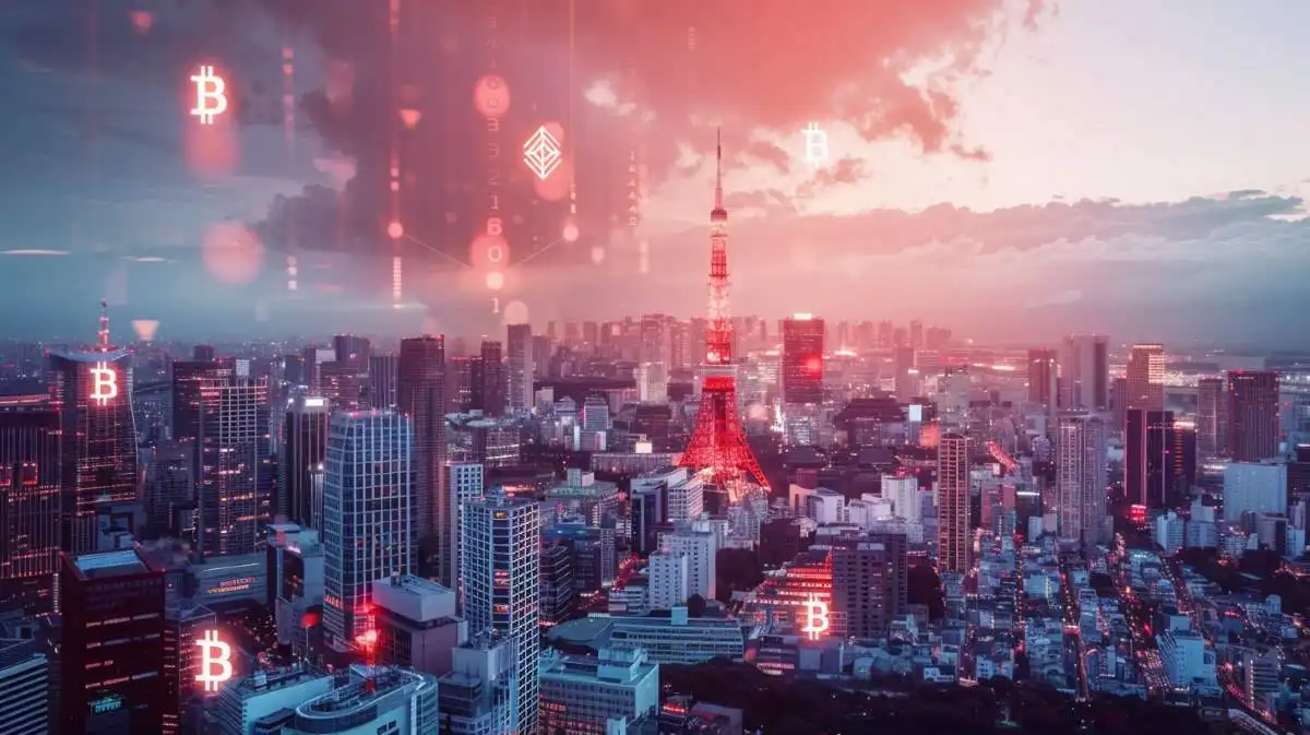 東京の風景に浮かぶ通貨通貨シンボル