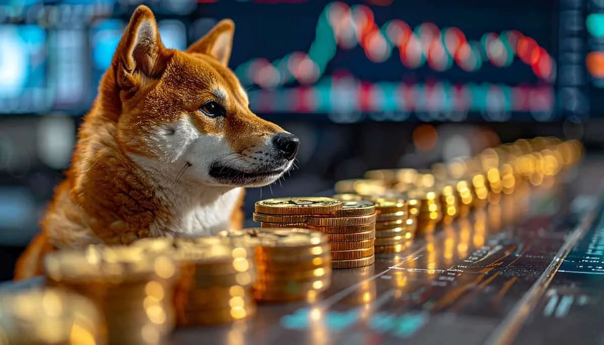 柴犬と仮想通貨が並んでいる