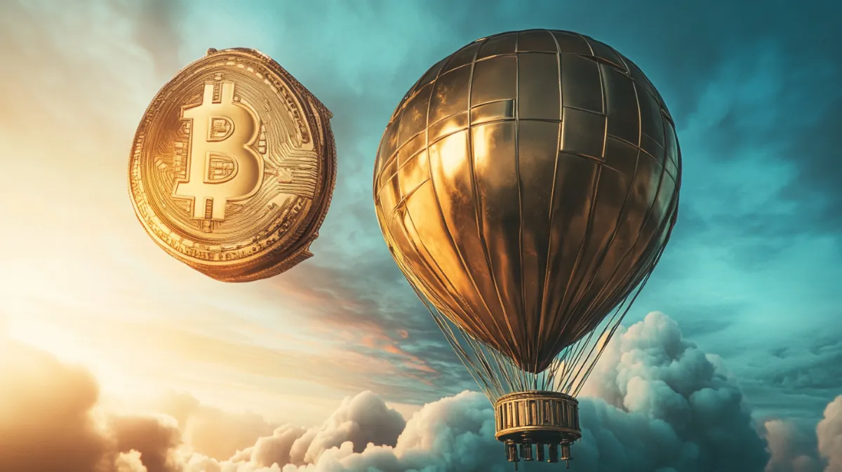 Bitcoin気球と清々しい青空