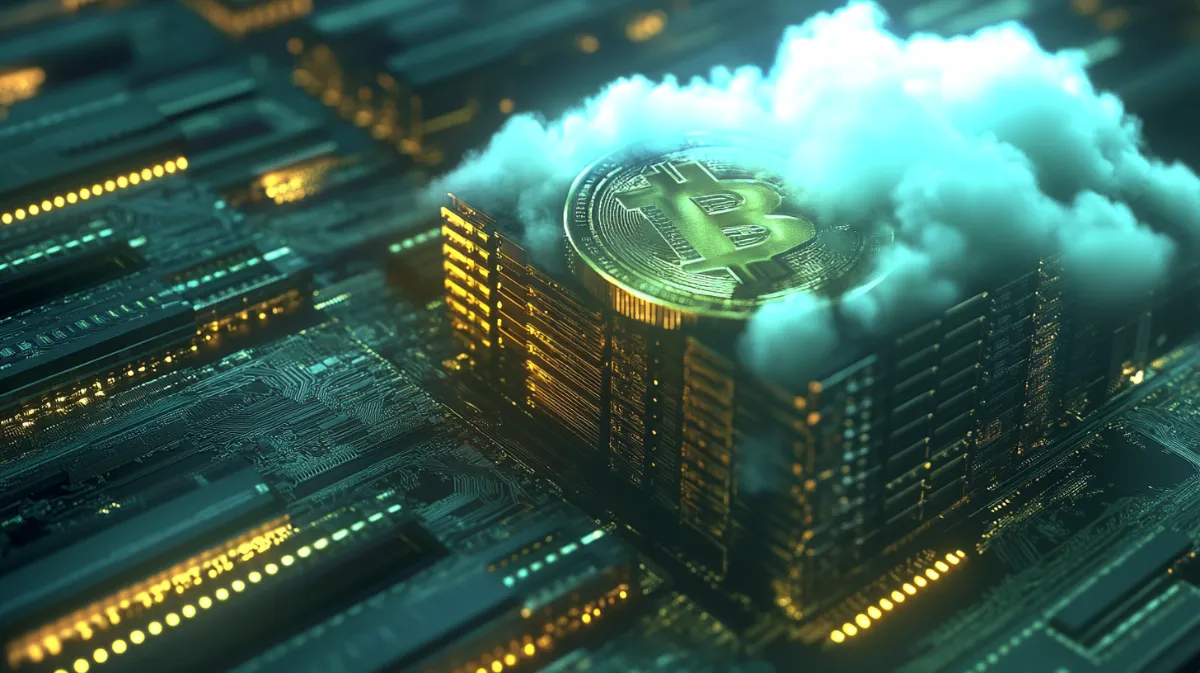 雲に隠れるビットコインマイニングマシン