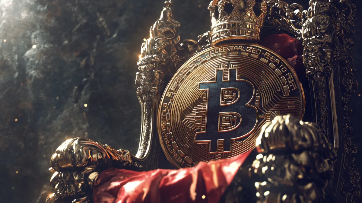 ビットコインキングと大きな王冠椅子