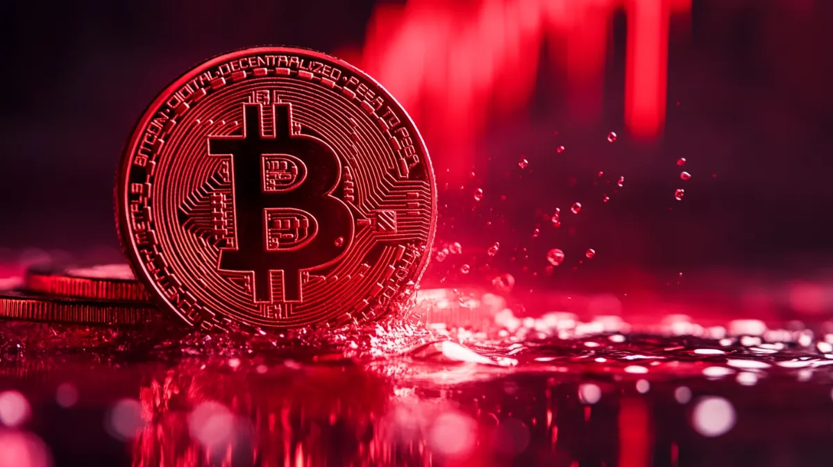 赤色世界の中で佇むビットコイン