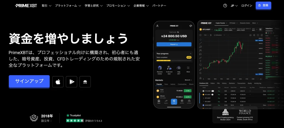 PrimeXBTの公式サイト