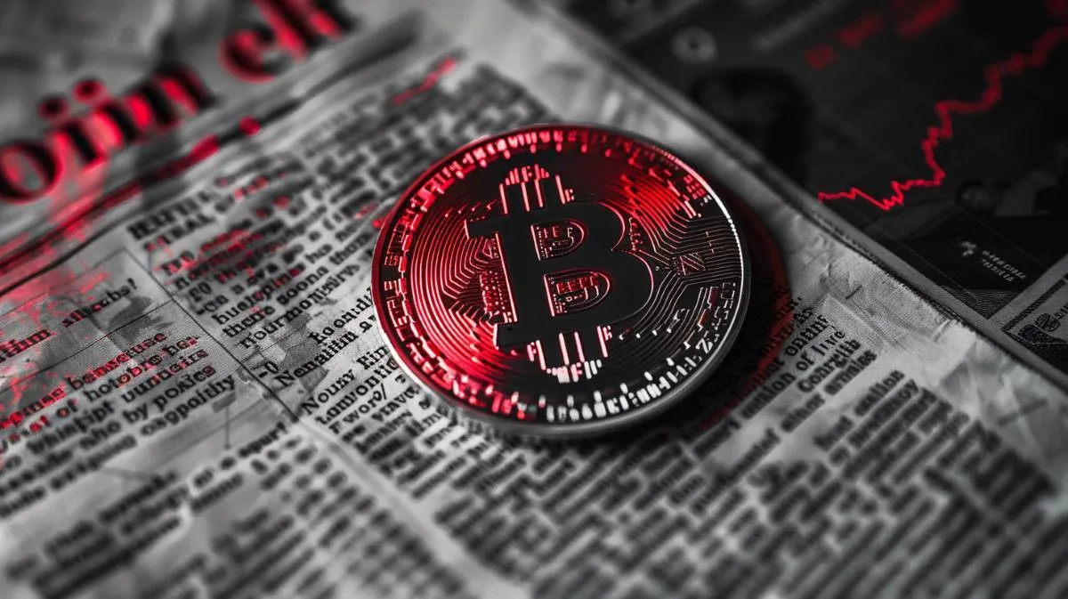 ビットコインが経済紙の上に置かれている