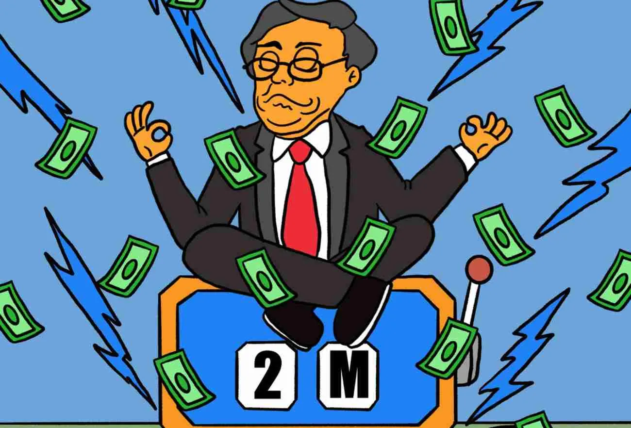 Hyperトークンの200万ドル調達達成を祝うスーツ姿の男の人