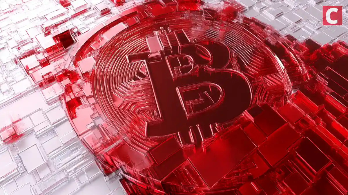 赤色のBTCと白色の背景