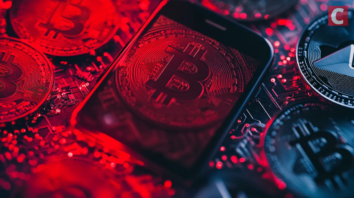 BTCマークが中心にある仮想通貨APP