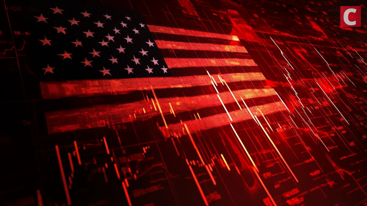 赤色に染まる米国国旗