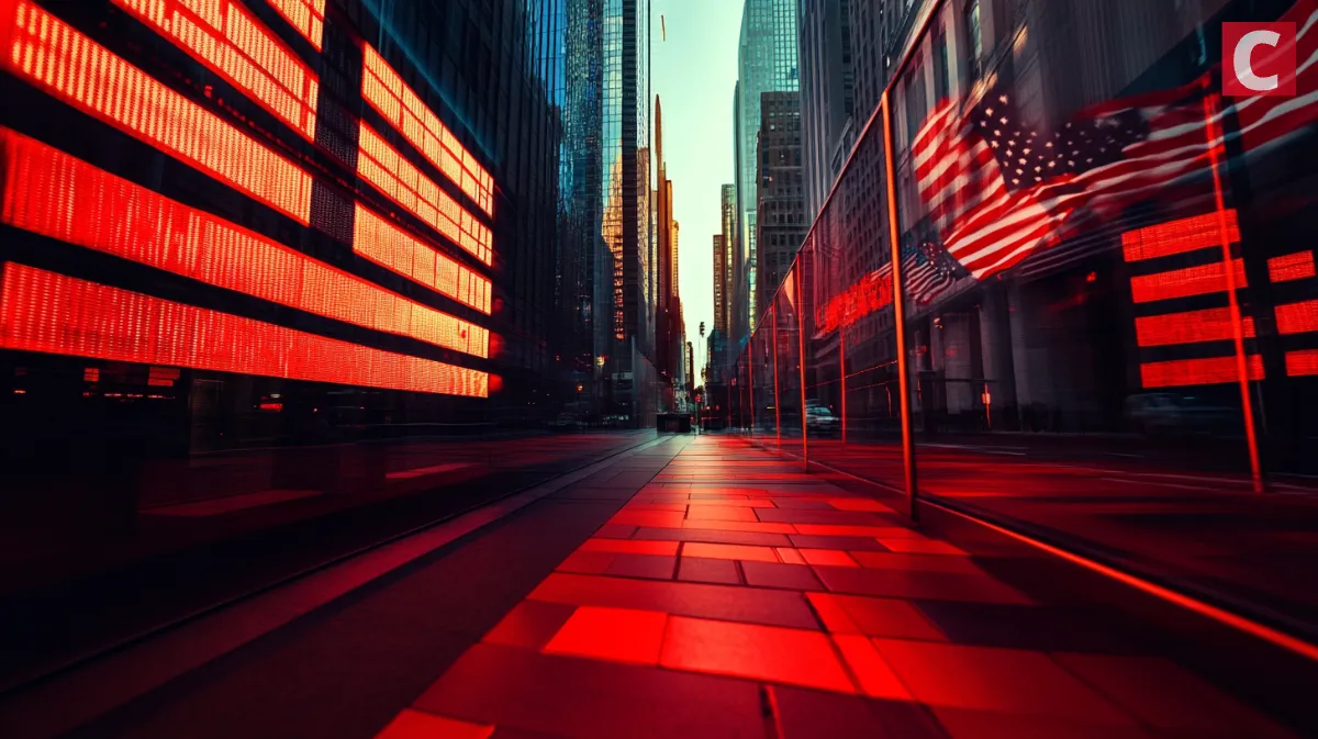 ウォール街とアメリカ国旗