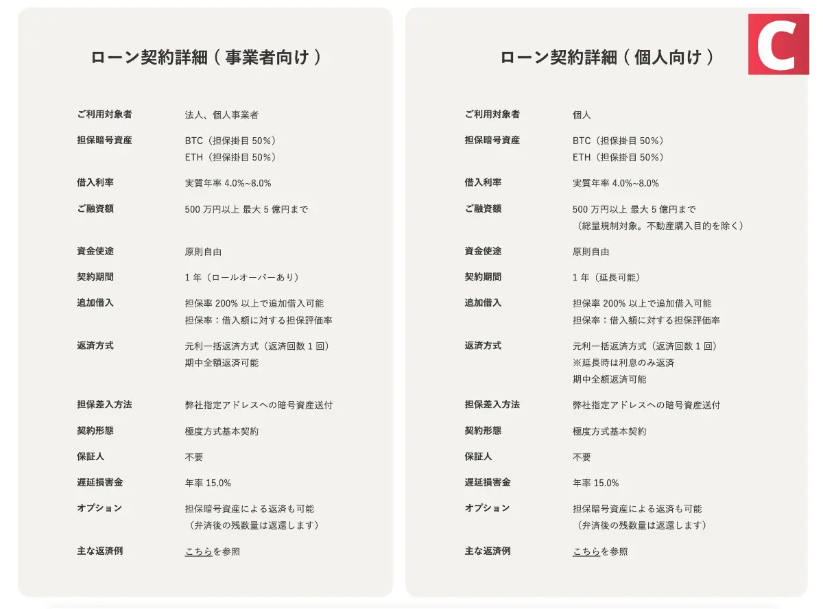 Fintertechローン契約詳細 ( 事業者向け )