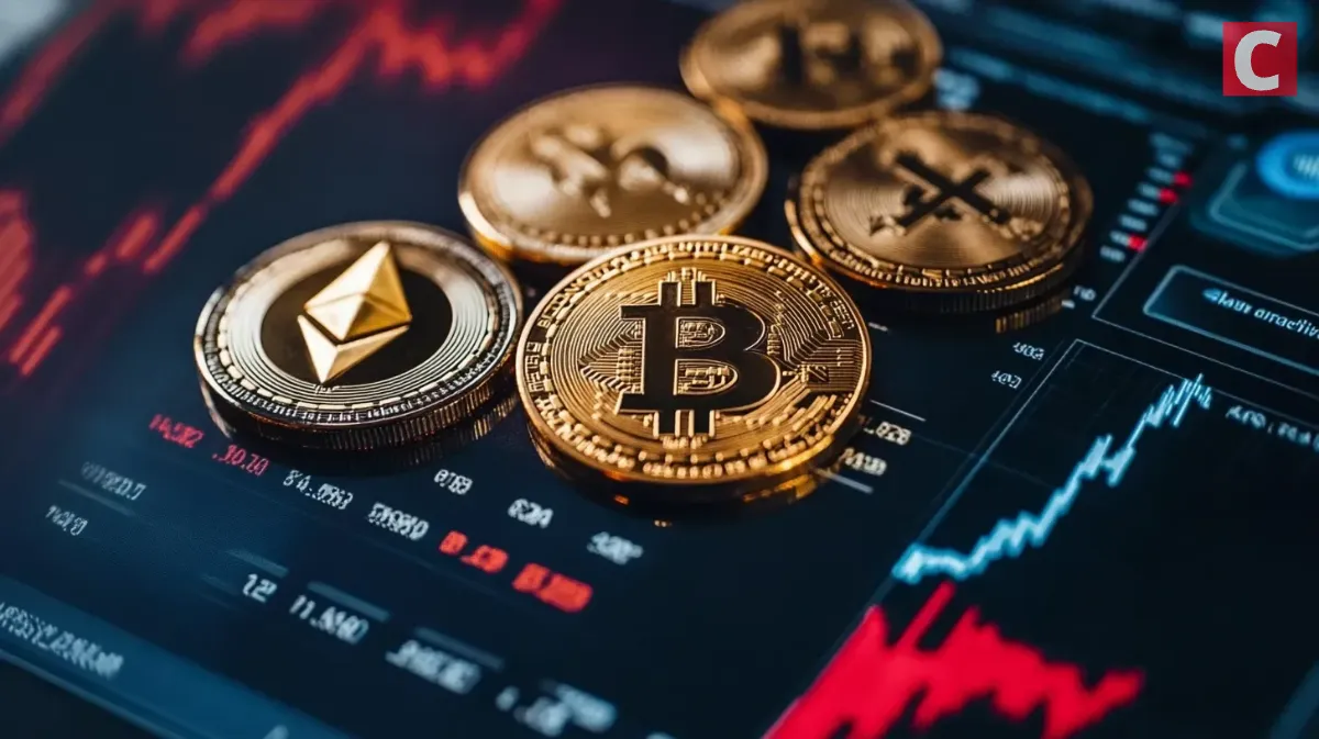 チャートと複数のビットコイン