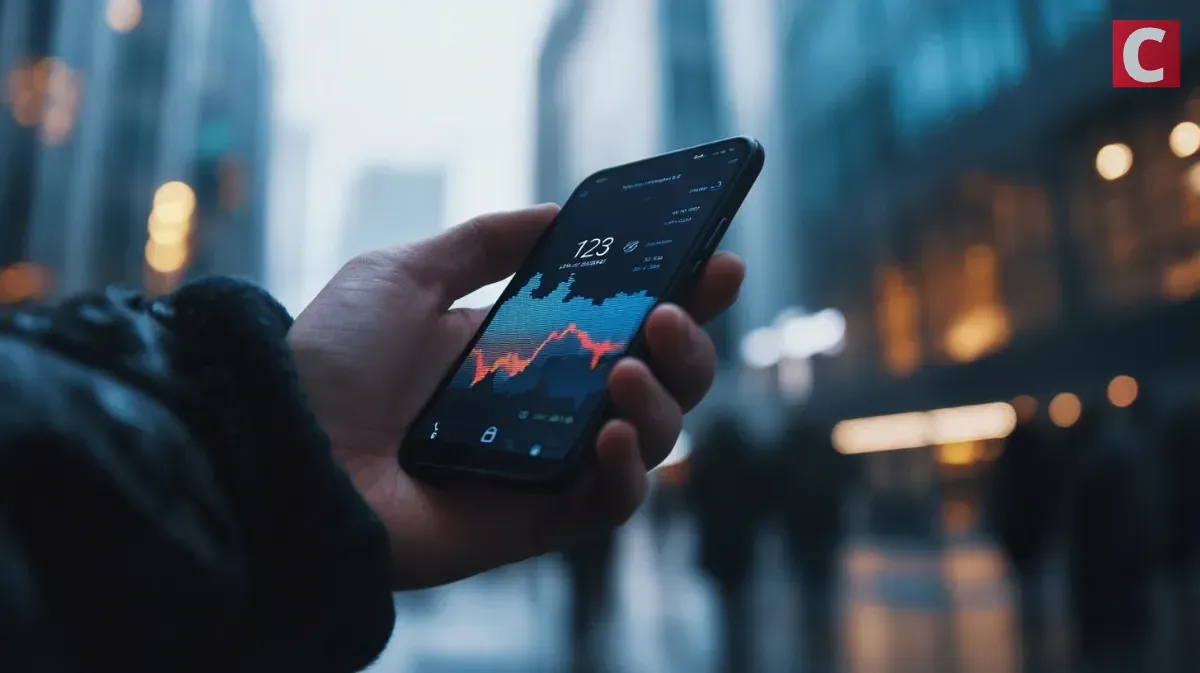 スマートフォンで仮想通貨チャートを確認する手元