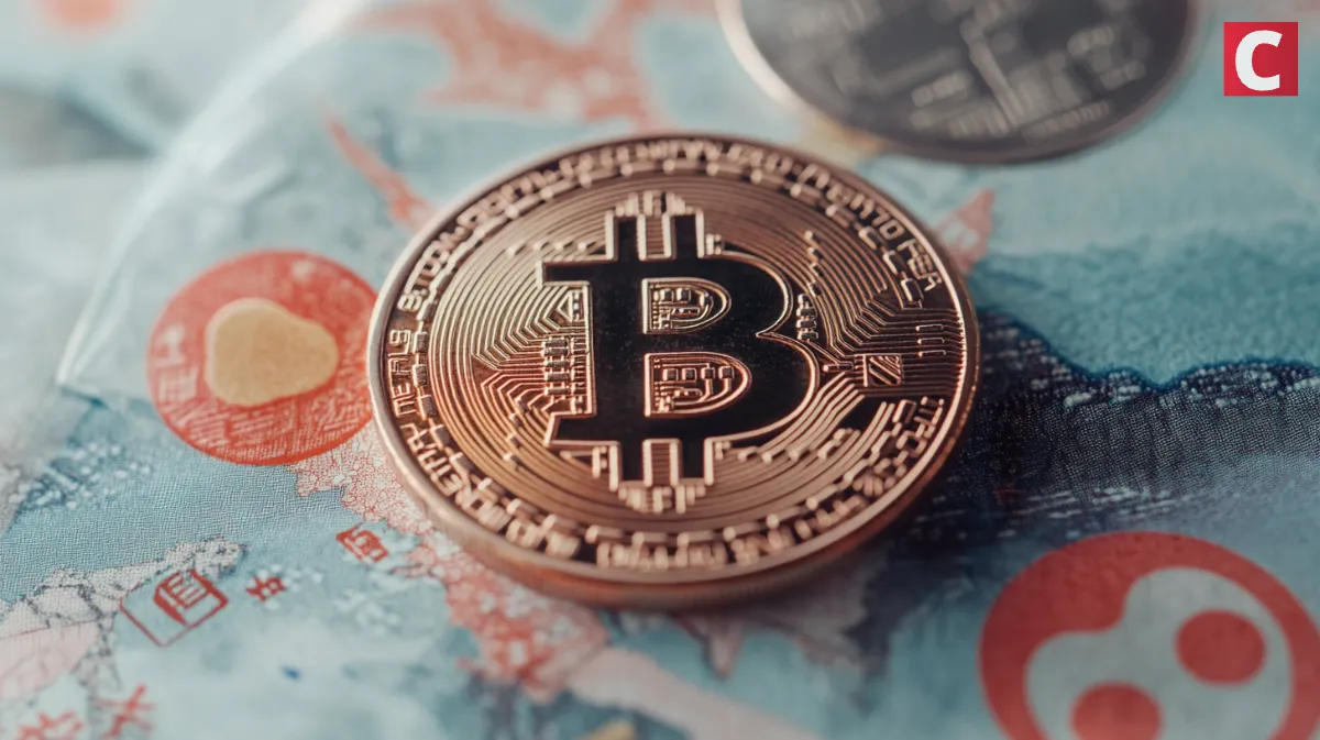 地図上に置かれているビットコイン