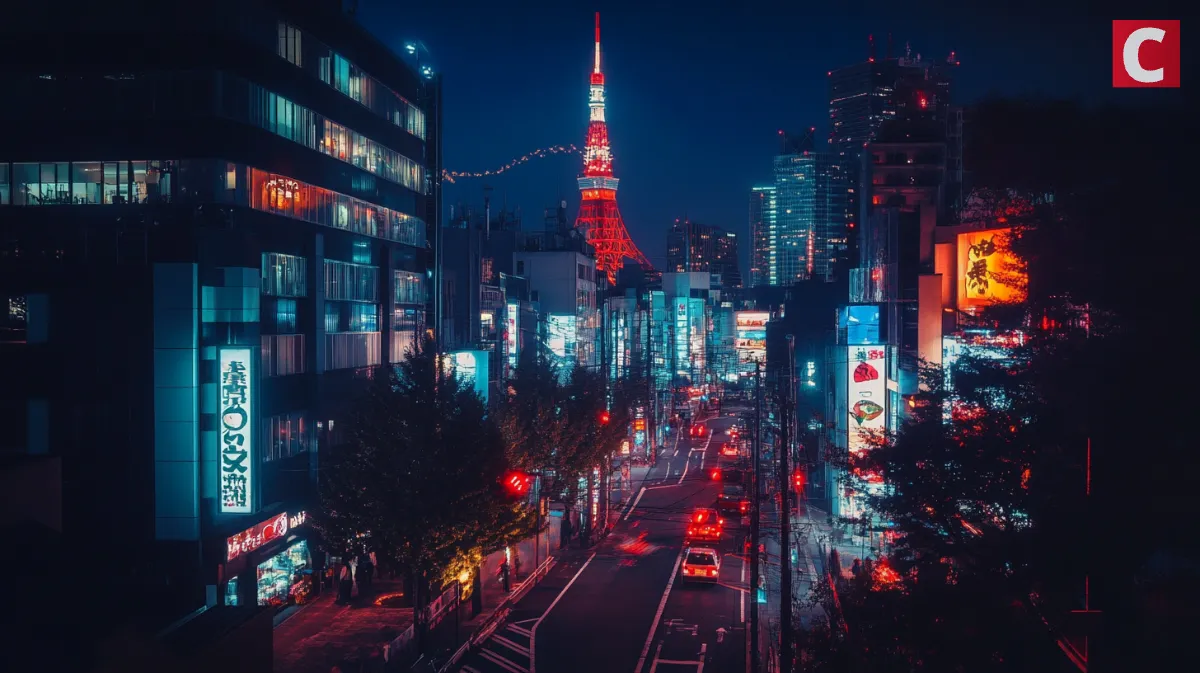東京タワーと東京の街並み