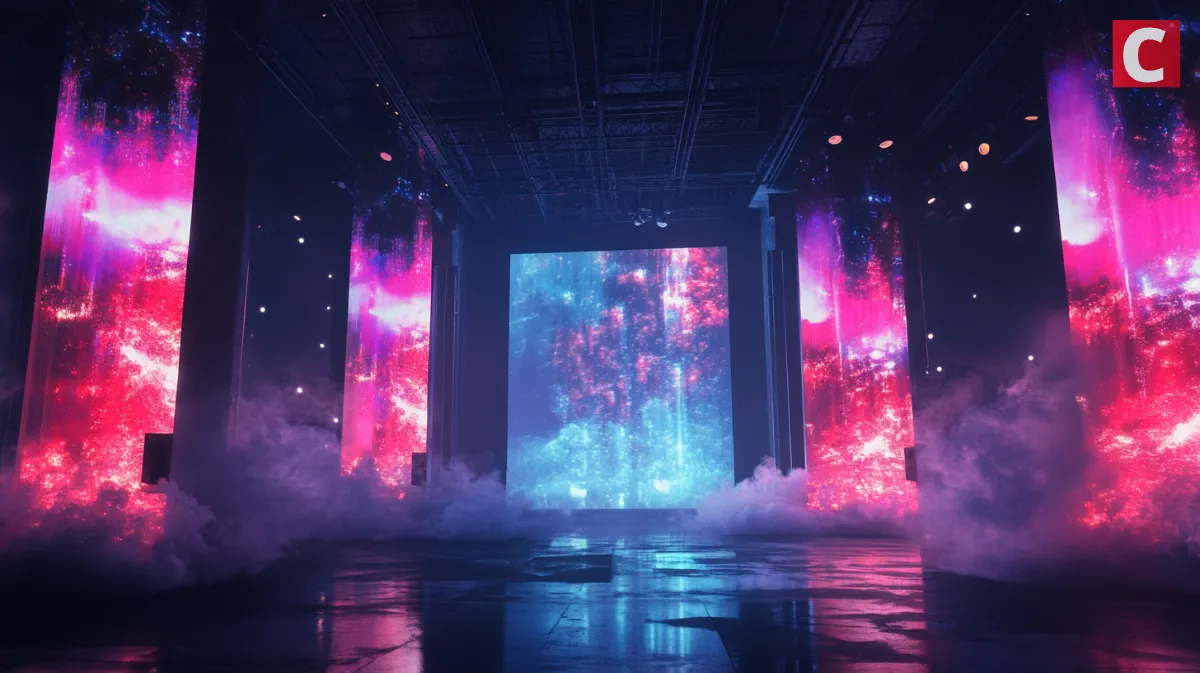 EDMが聞こえる巨大モニター5枚