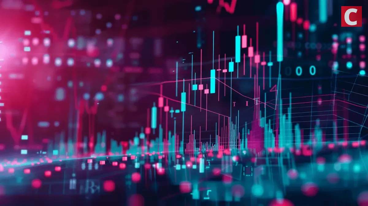 TRONの価格推移を示すカラフルなローソク足チャートのイメージ