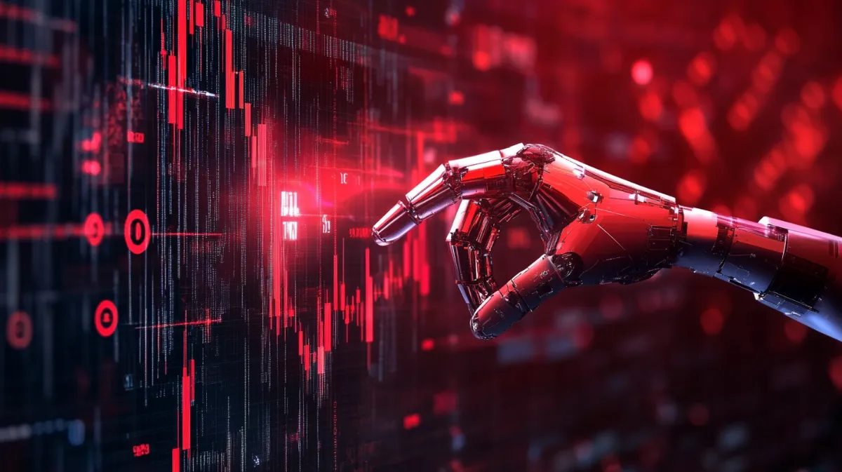 ICP仮想通貨のチャートをAIが触っているイメージ