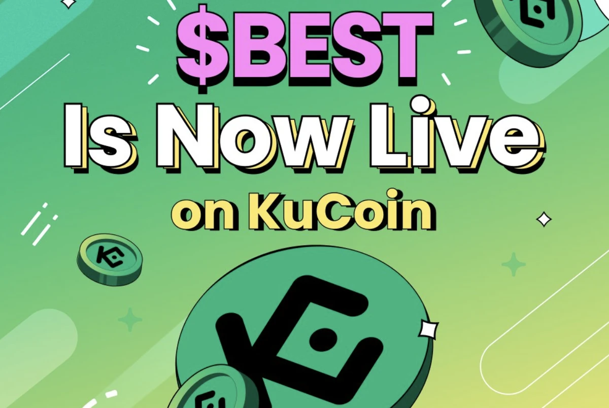 BESTトークンがKuCoin取引所で取引可能になったことを伝える画像