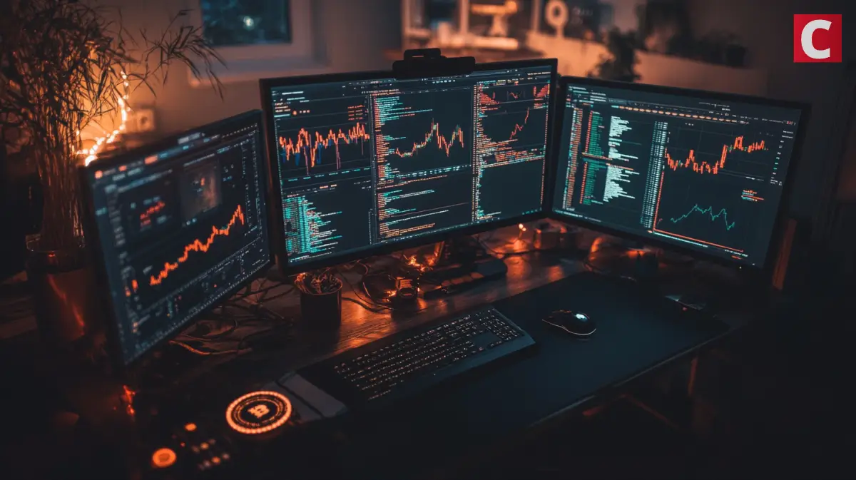 トランプコイン-仮想通貨チャートが映ったPC画面