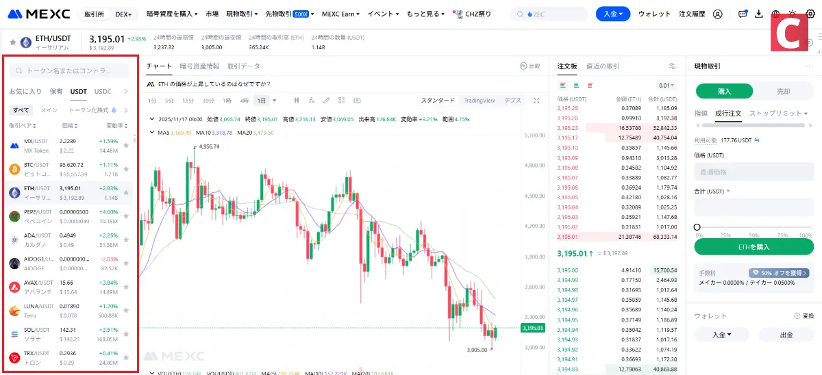 MEXCの評判-取引方法2