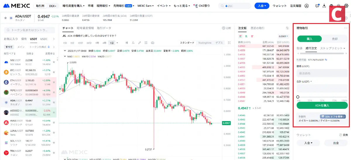 MEXCの評判-取引方法3