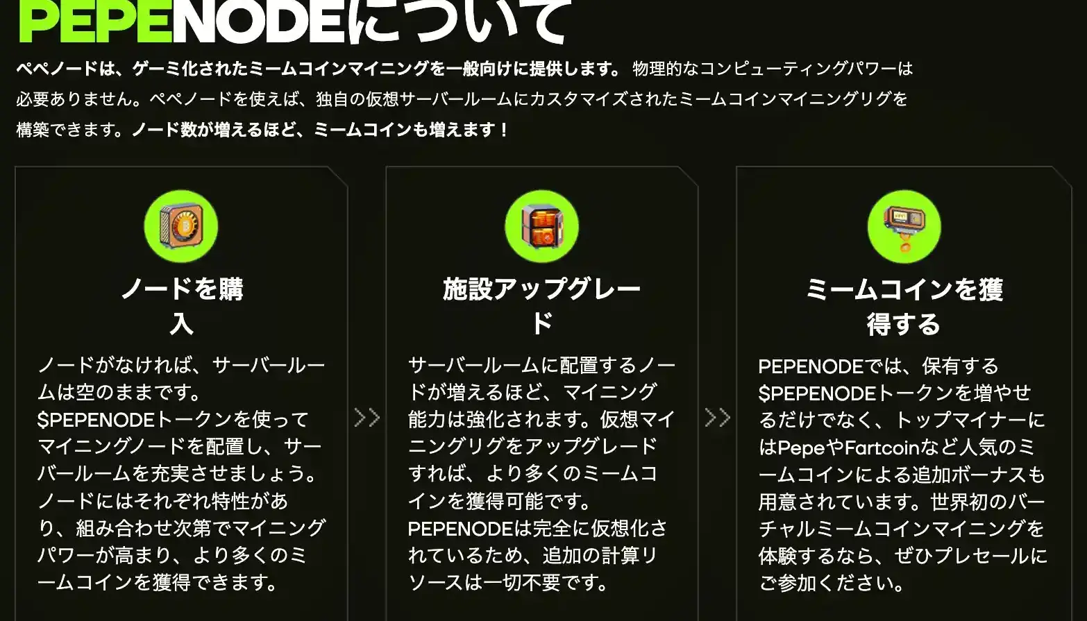 Pepenodeの概要について説明された画面