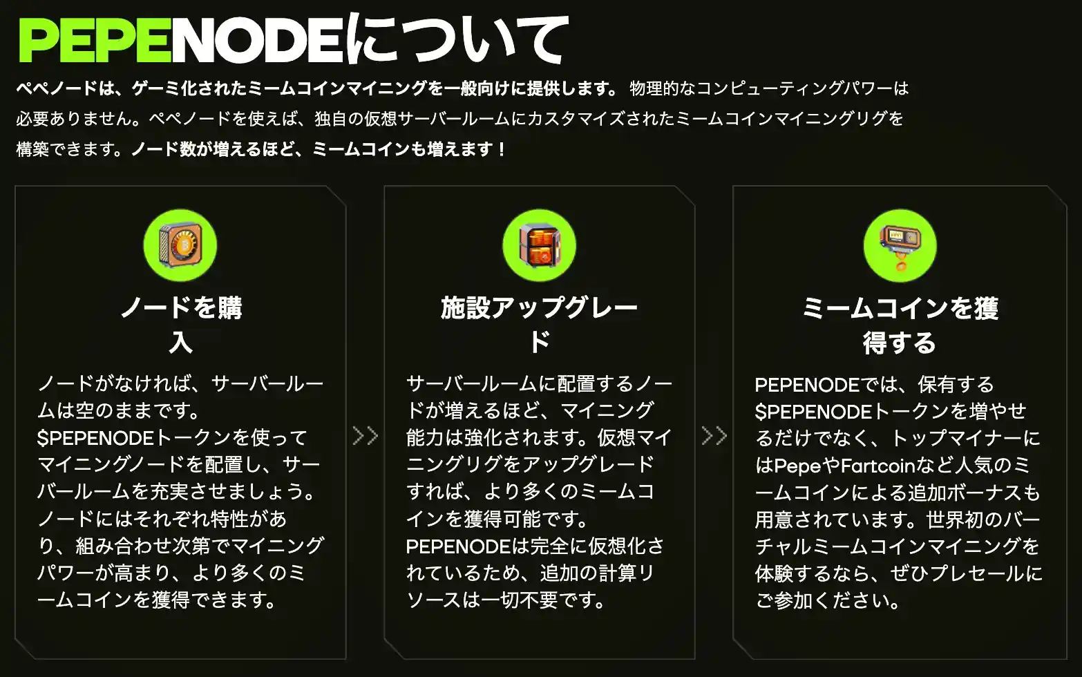 Pepenodeの概要について説明された画面