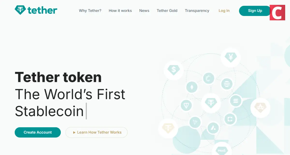 ステーブルコイン-テザーのサイトトップ