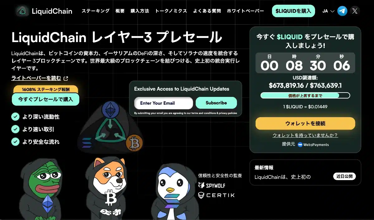 Liquidchainのプレセール画面