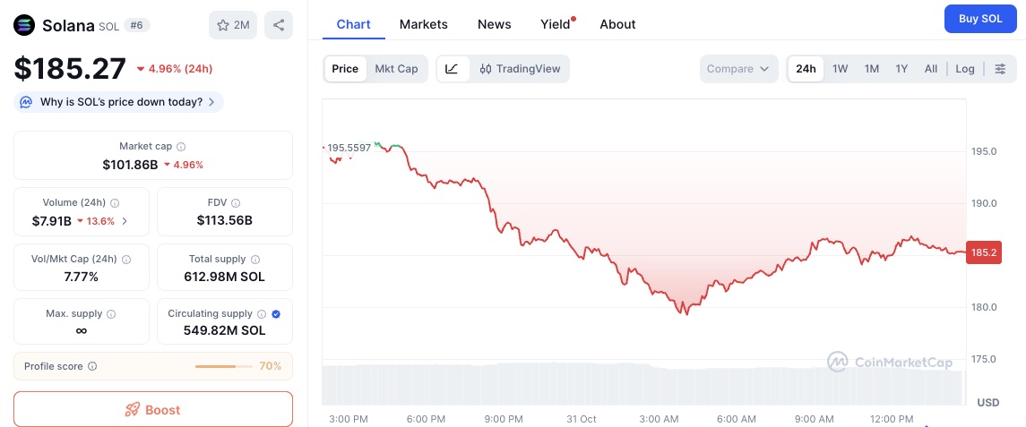 솔라나 24시간 가격 차트