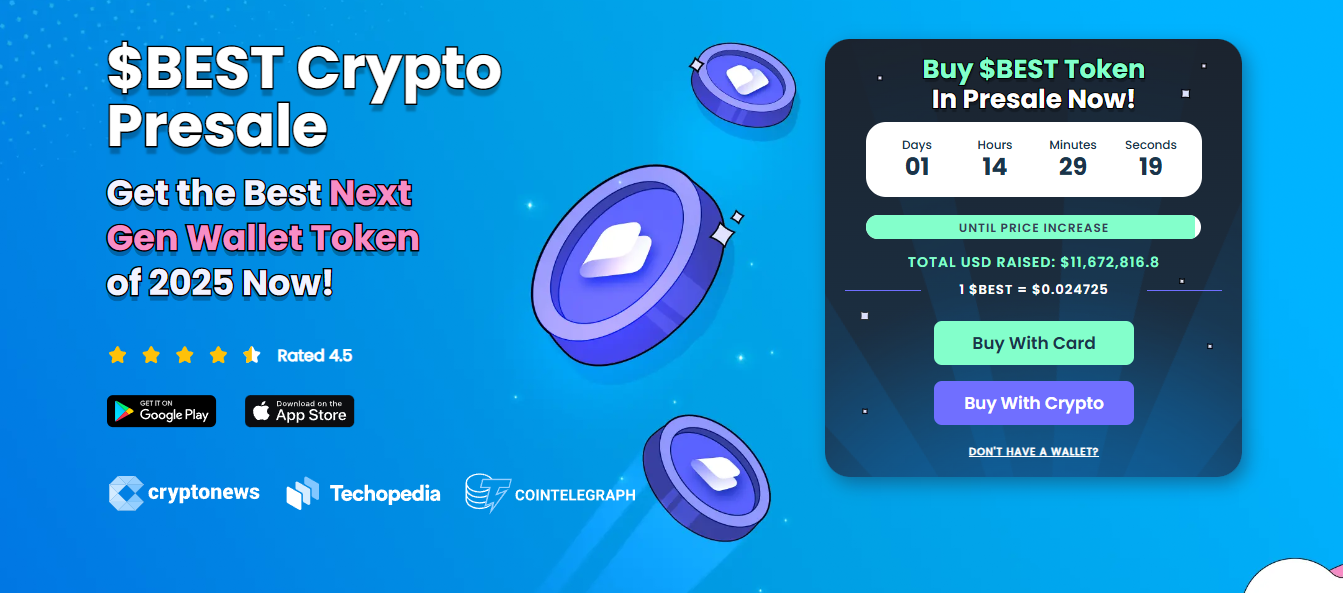 Best Wallet, een van de top crypto stijgers
