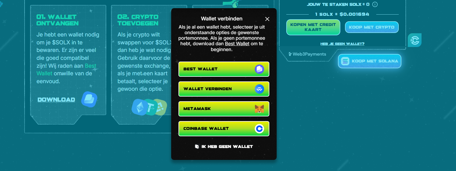 Wallet verbinden voor Solaxy