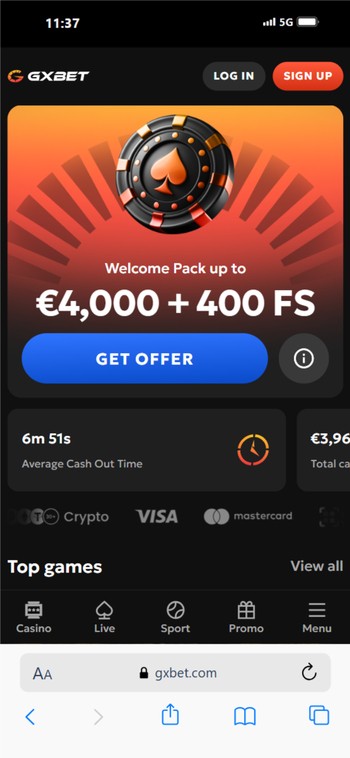 GxBet - No Cruks casino top 5 screenshot